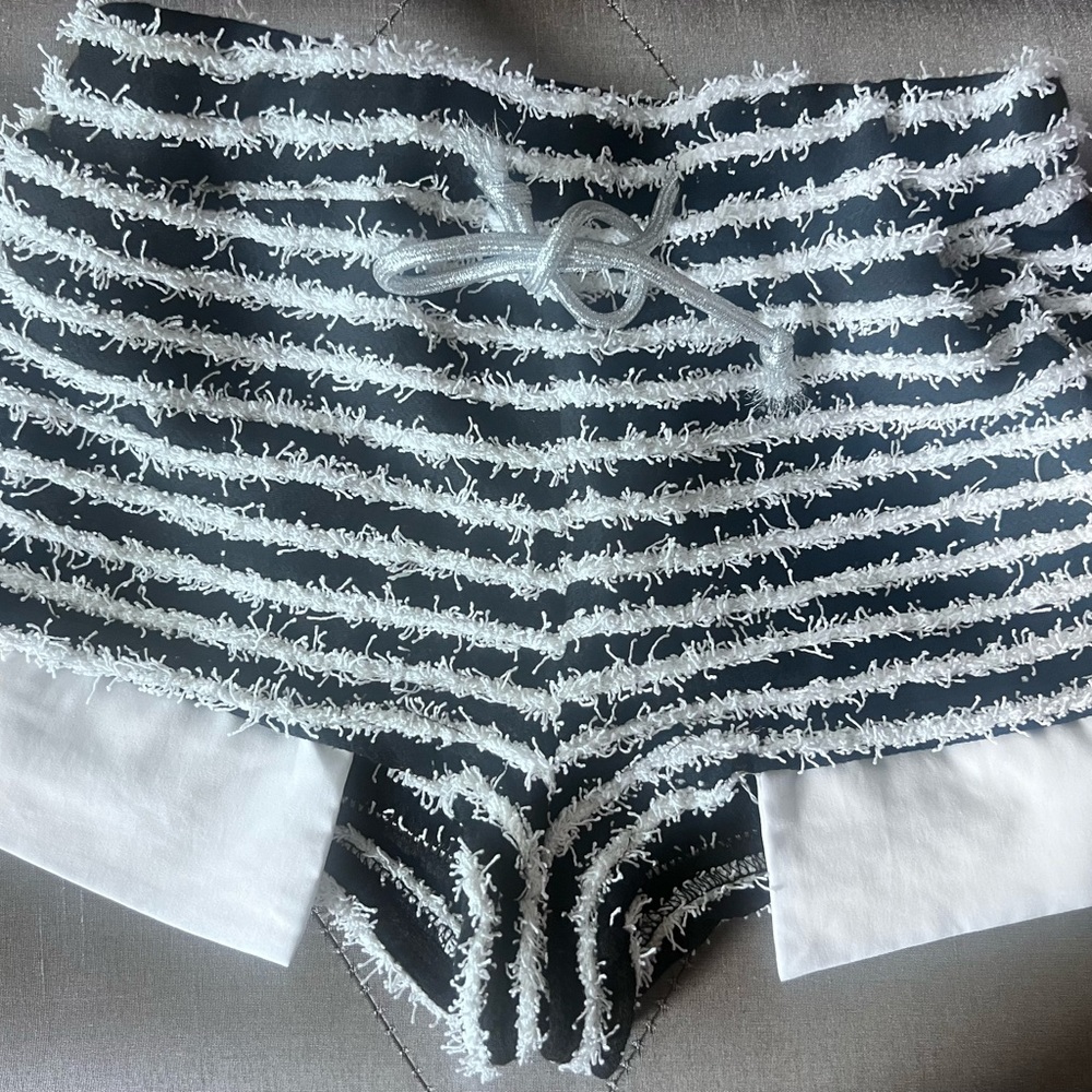 SHEIN Monochrome Textured High Waist Shorts